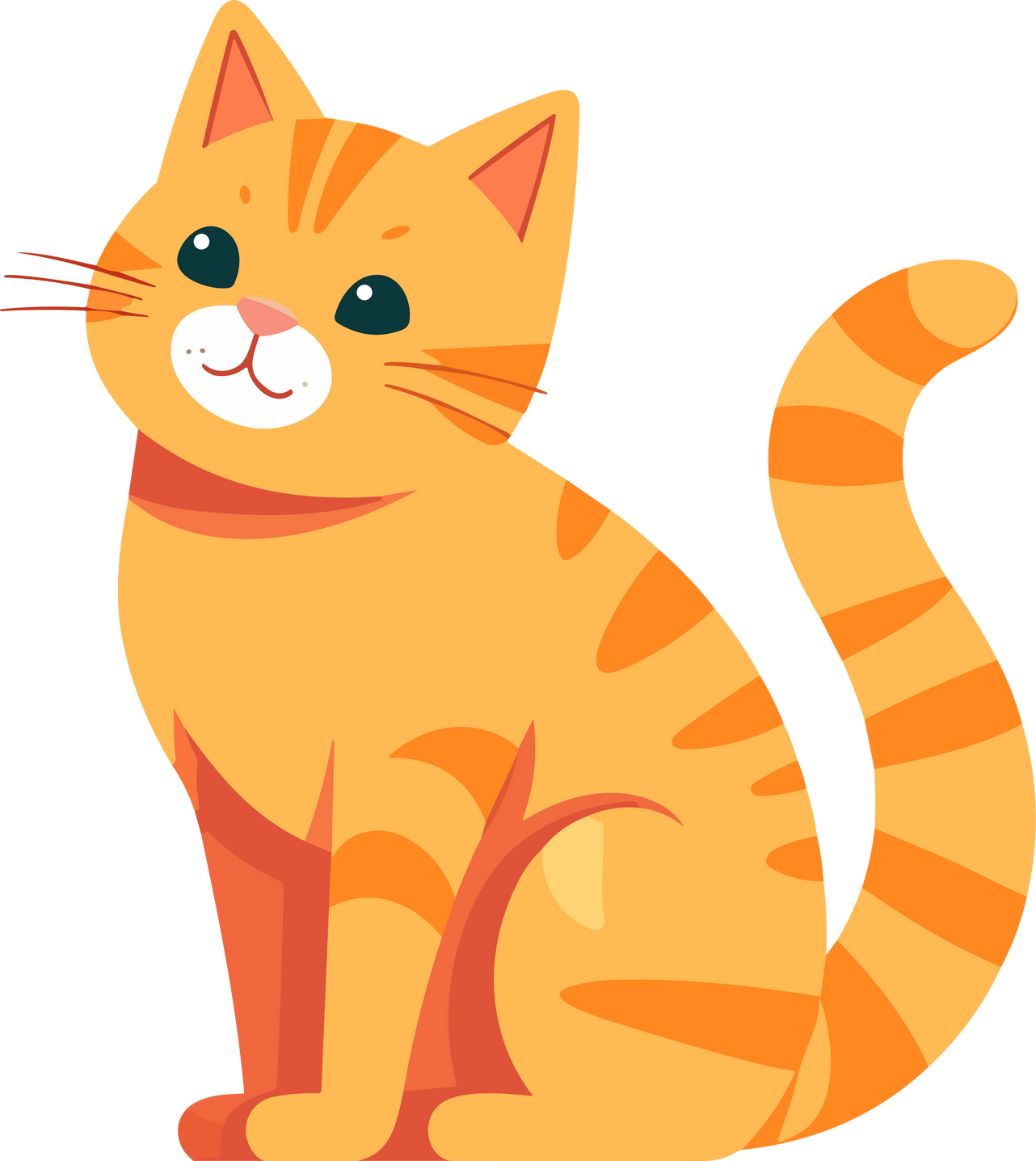 Orange Cat Flat Illustration
